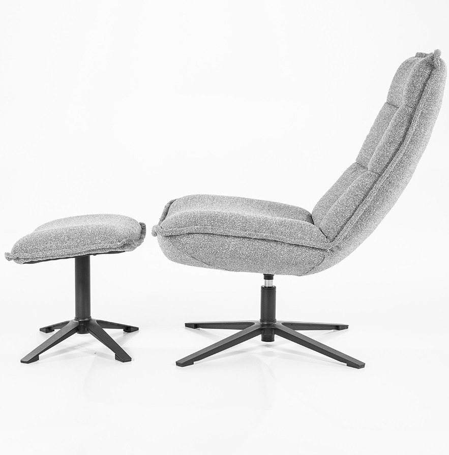 Fauteuil Marcus met voetenbank- licht grijs Baquer - Afbeelding 3