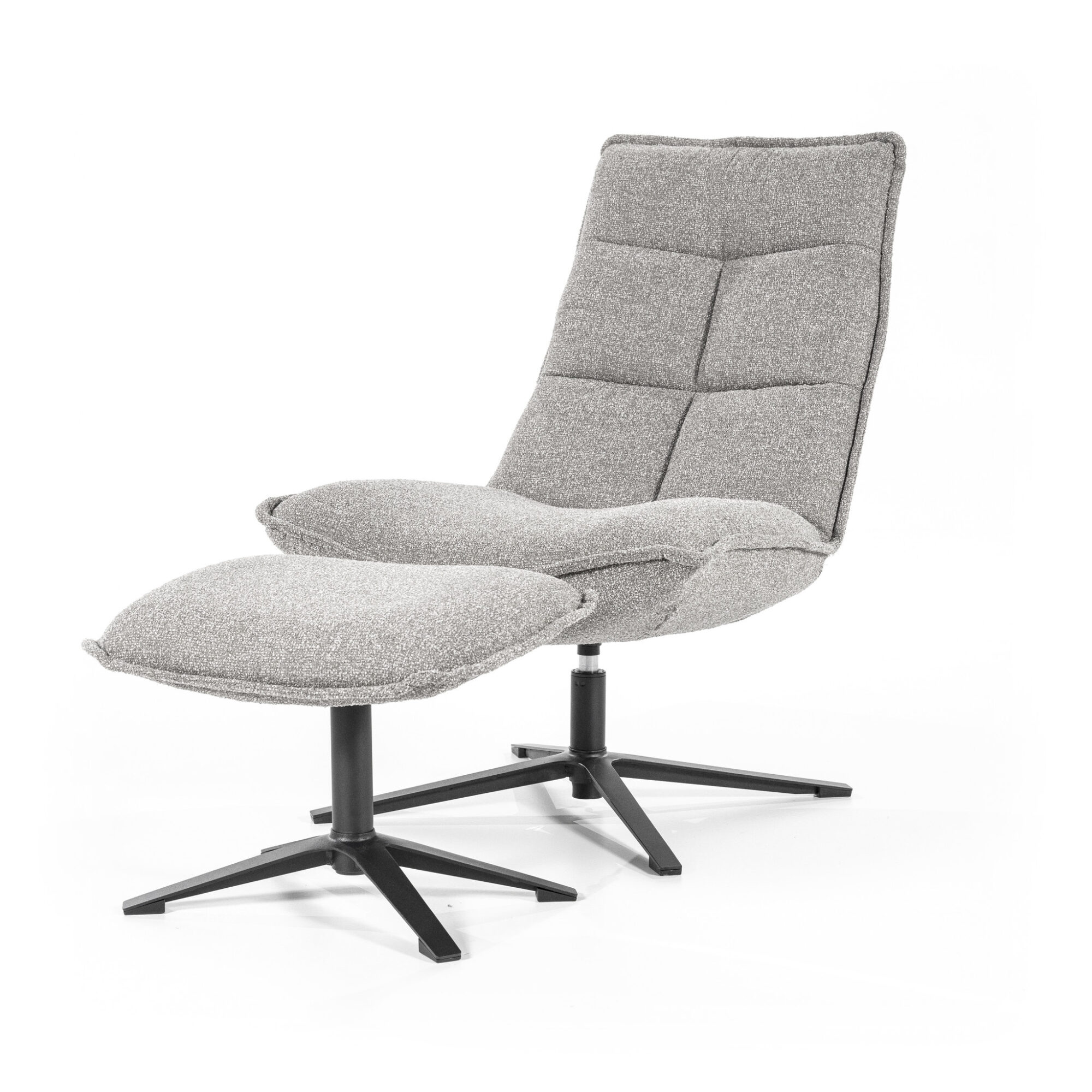 Fauteuil Marcus met voetenbank- licht grijs Baquer - Afbeelding 2