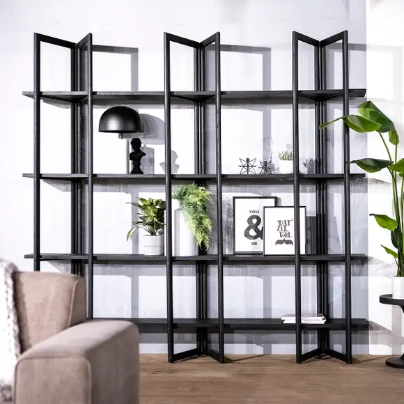 Boekenkast Oak Eikenhout met 4 planken - Zwart