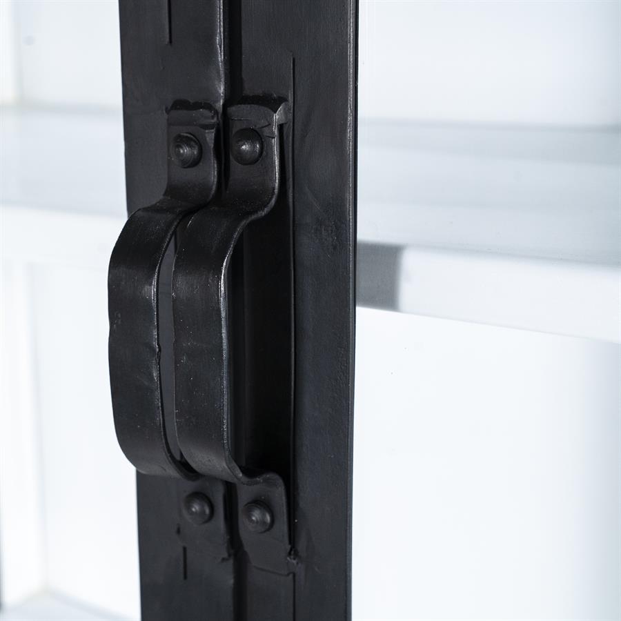 Vitrinekast Industrieel Metaal Glas 220 x 93cm - Zwart / Wit - Afbeelding 3