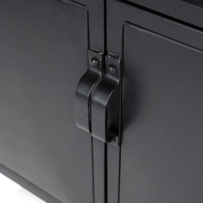 Vitrinekast Industrieel Metaal Glas 220 x 93cm - Zwart / Wit - Afbeelding 4