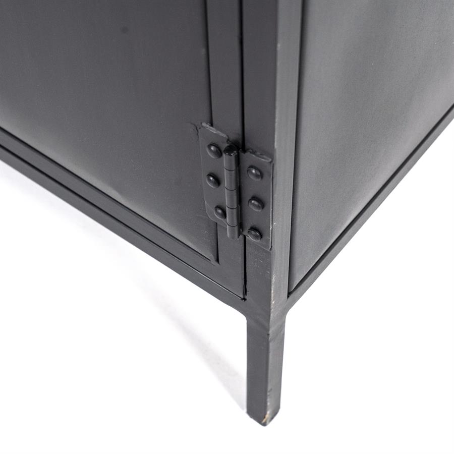 Vitrinekast Industrieel Metaal Glas 220 x 93cm - Zwart / Wit - Afbeelding 5