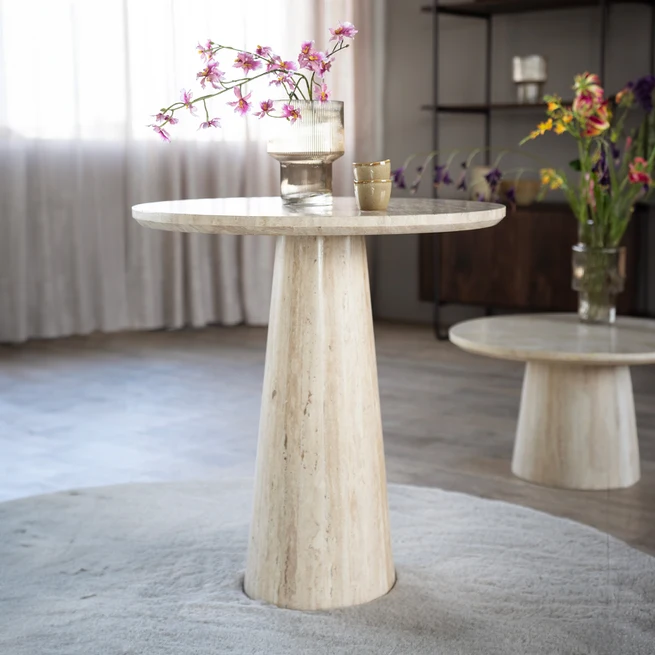 Ronde Bistrotafel Aime Travertin 70 x 75 cm