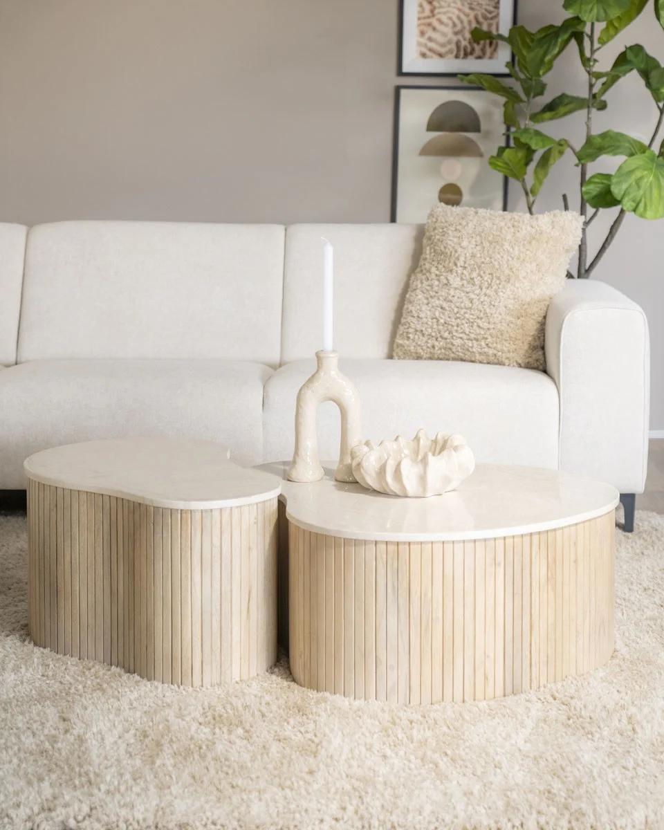 Salontafel Kira Medium Mangohout en Marmer - Afbeelding 3