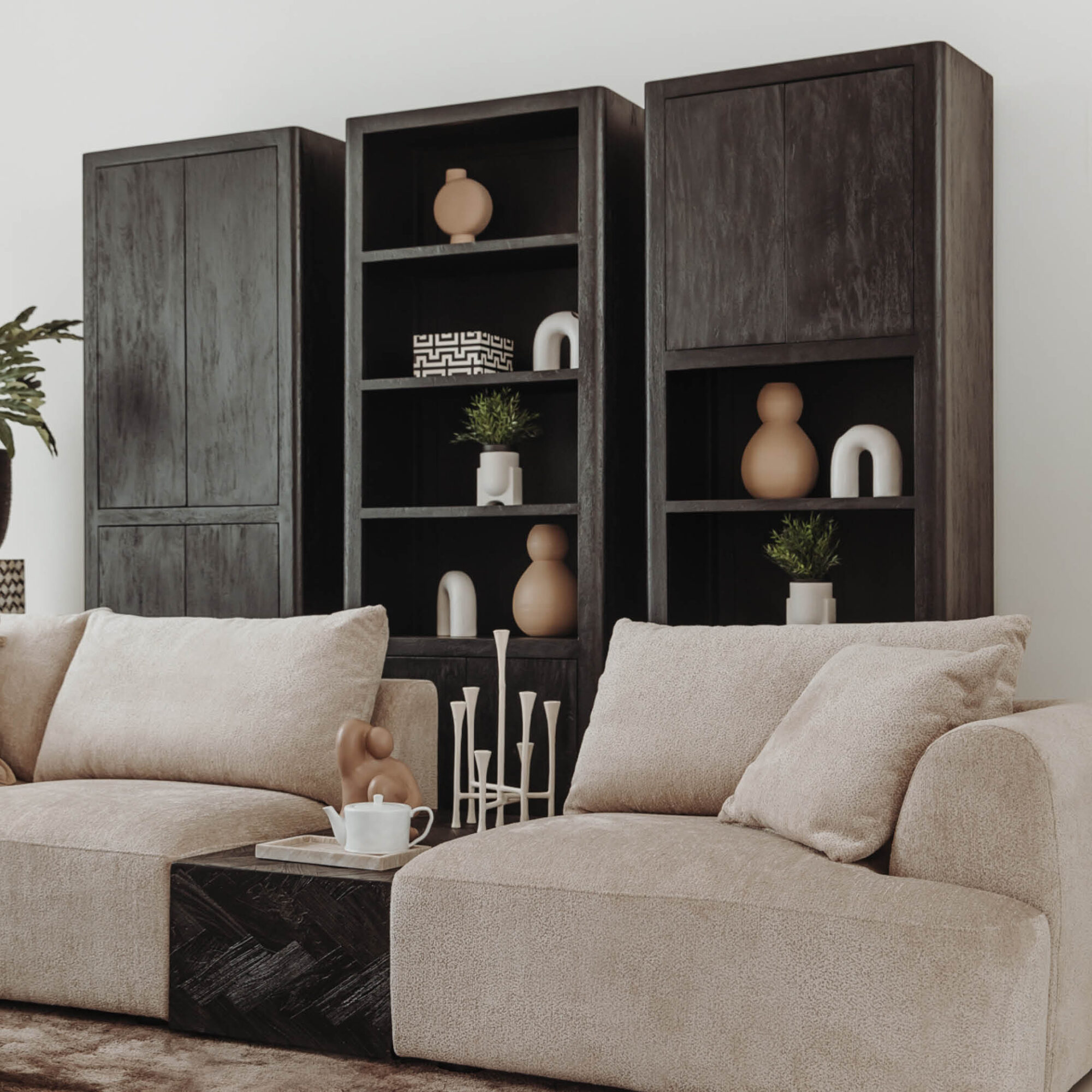 Boekenkast Tenna Mangohout 220 x 80 cm - Zwart - Afbeelding 7