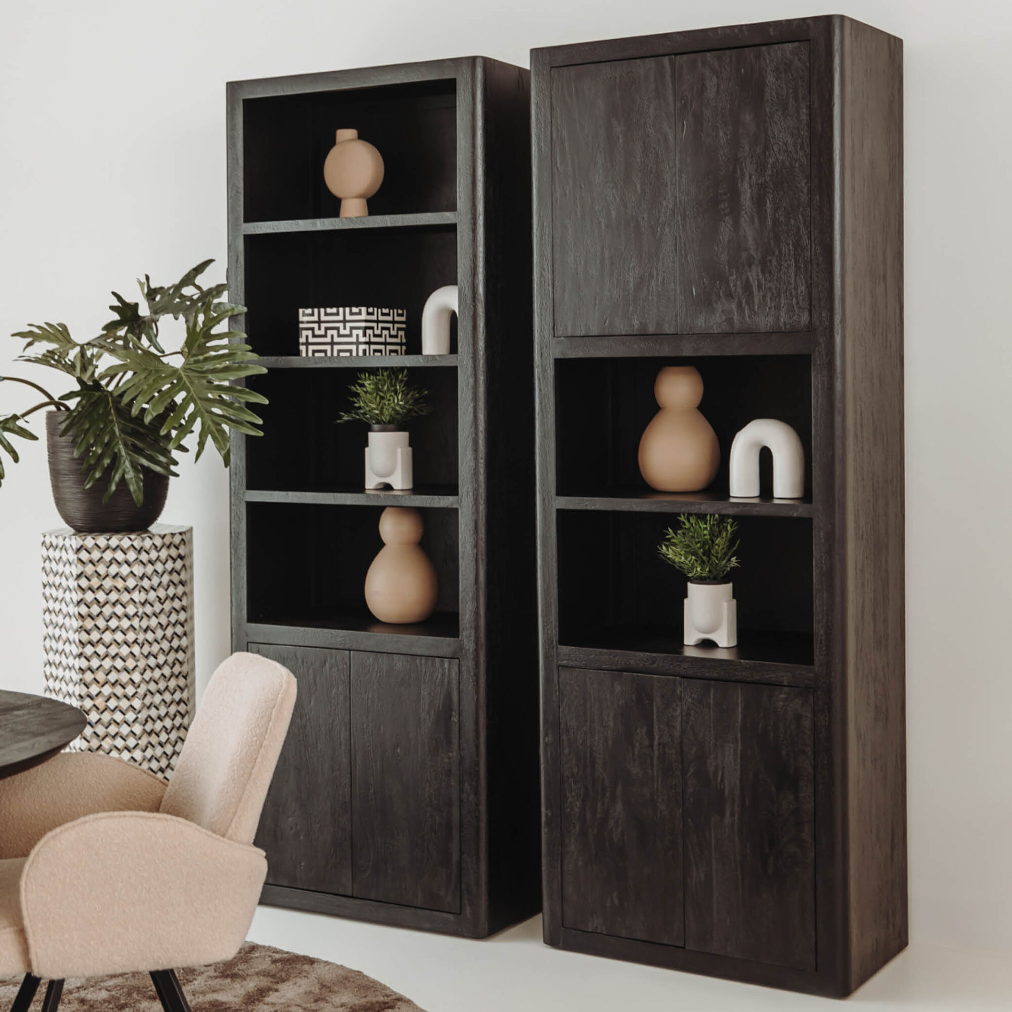 Boekenkast Tenna Mangohout 220 x 80 cm - Zwart - Afbeelding 9