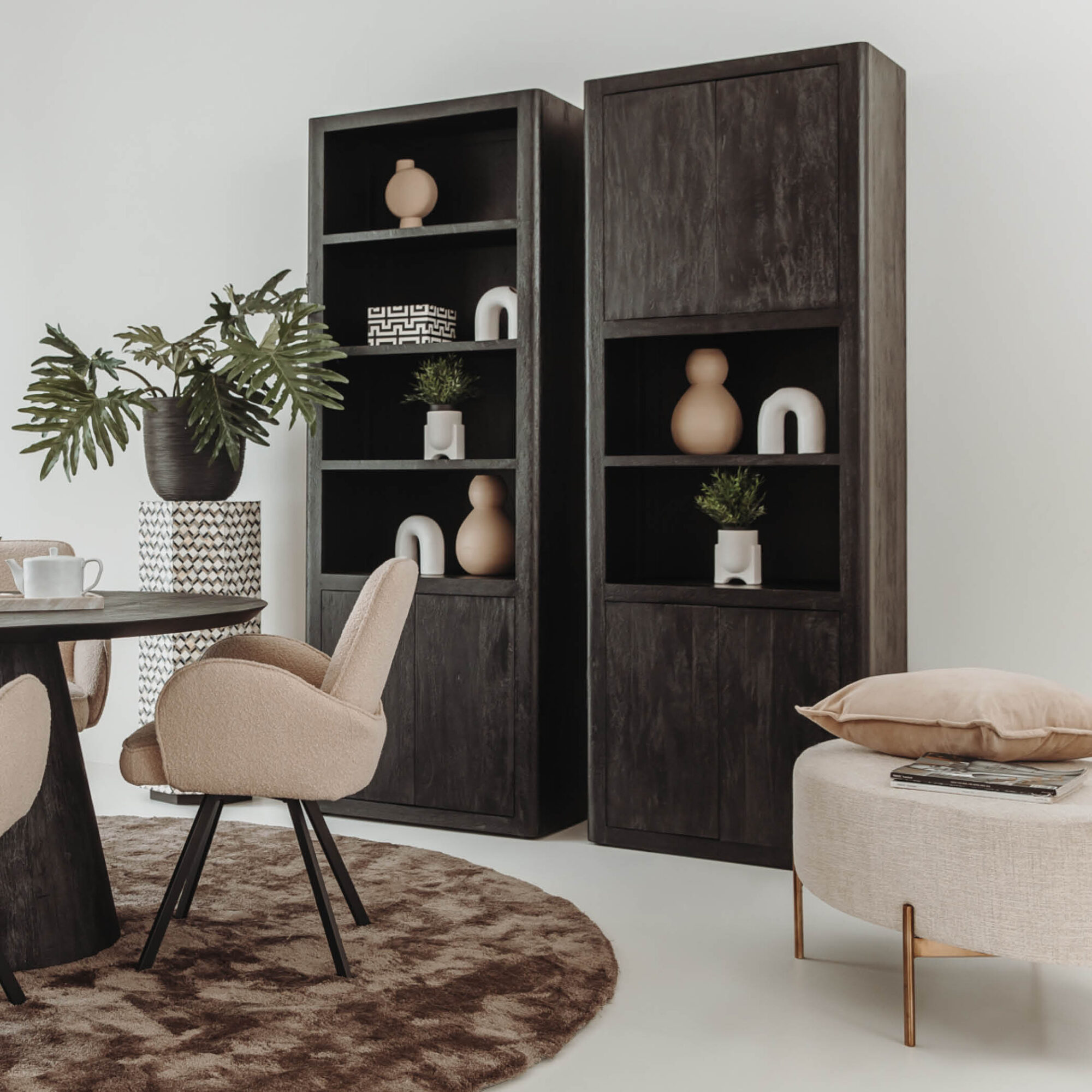 Boekenkast Tenna Mangohout 220 x 80 cm - Zwart - Afbeelding 10