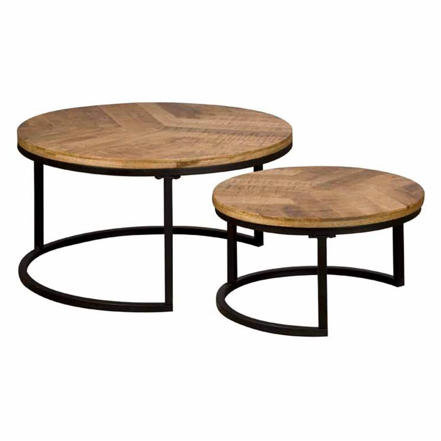 Ronde Salontafel Viola Mangohout Naturel - Set van 2 stuks