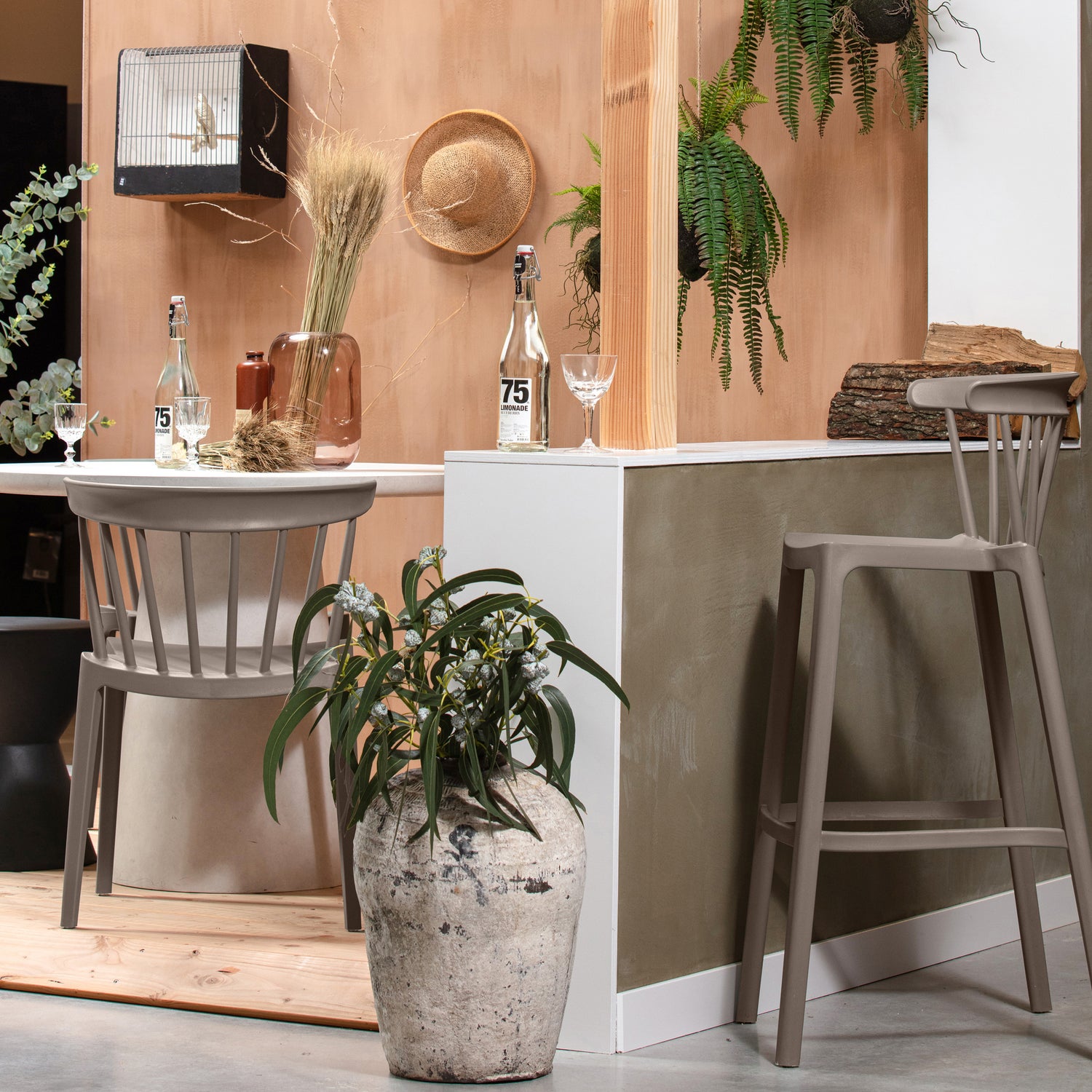 Tuinstoel Bliss Spijlen Kunststof Paars - Taupe - Afbeelding 2