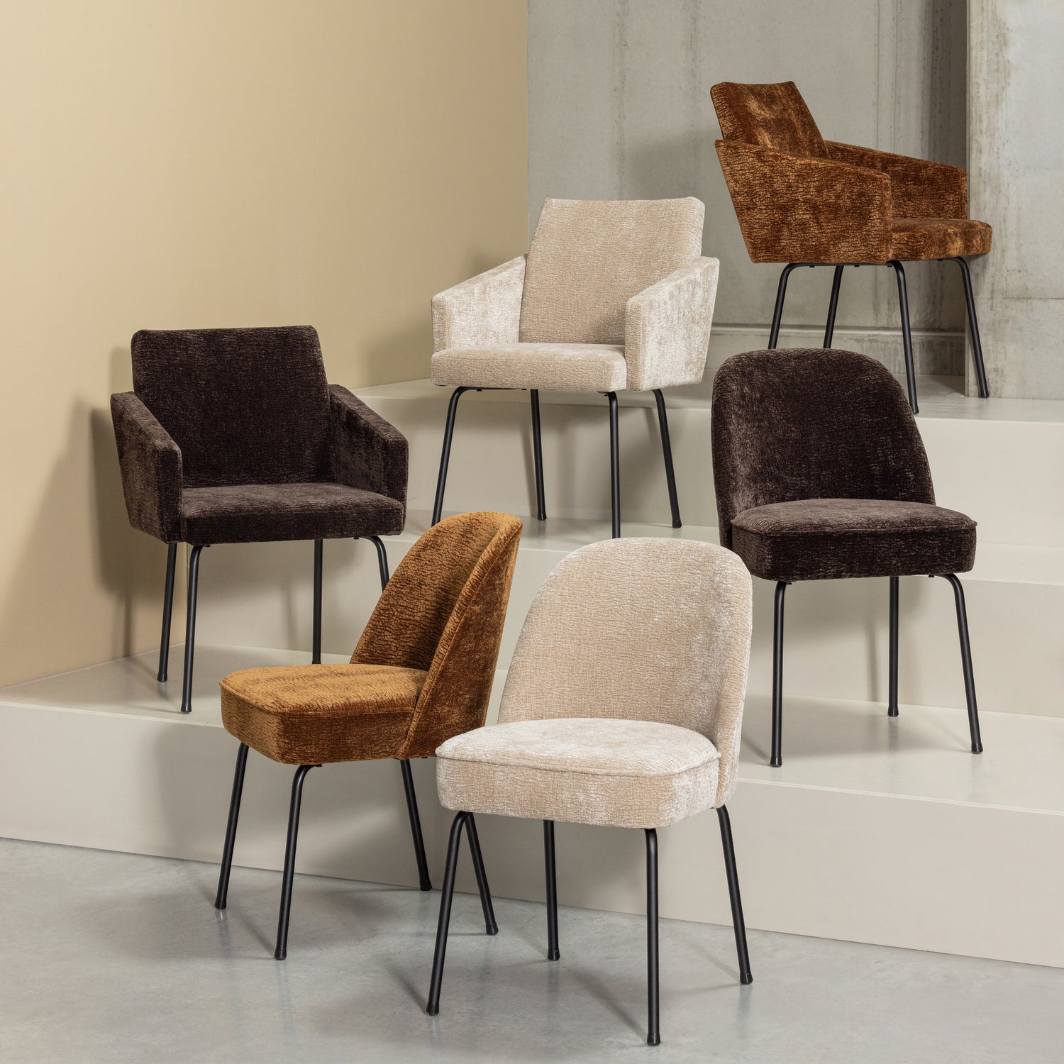 Eetkamerstoel Vogue Chenille - Middenbruin - Afbeelding 3