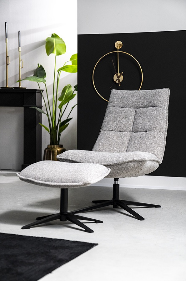 Fauteuil Marcus met voetenbank- licht grijs Baquer - Afbeelding 8