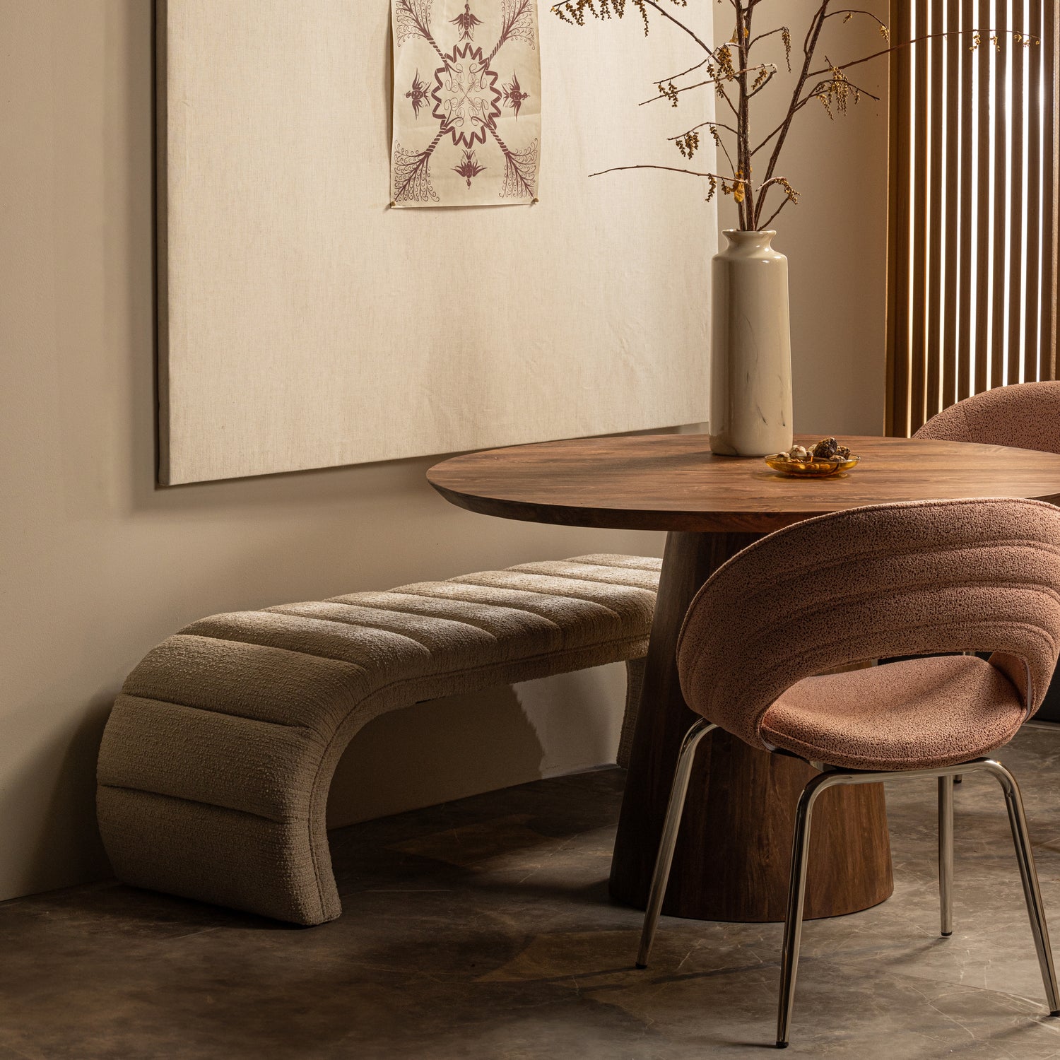 Eetkamerbank Traffic Geweven, 163cm - Naturel - Afbeelding 2