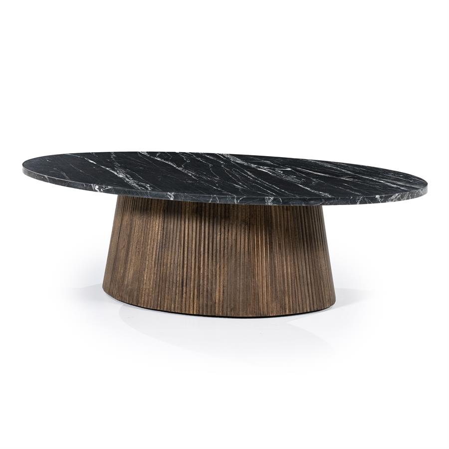 Ovale Salontafel Maxim Mangohout en Marmer 120 x 70 cm - Afbeelding 12