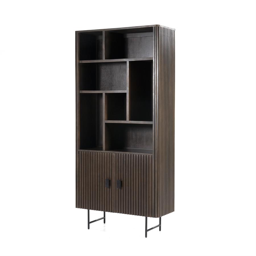 Boekenkast Remi Mangohout en Metaal 200 x 96 cm - Bruin - Afbeelding 14