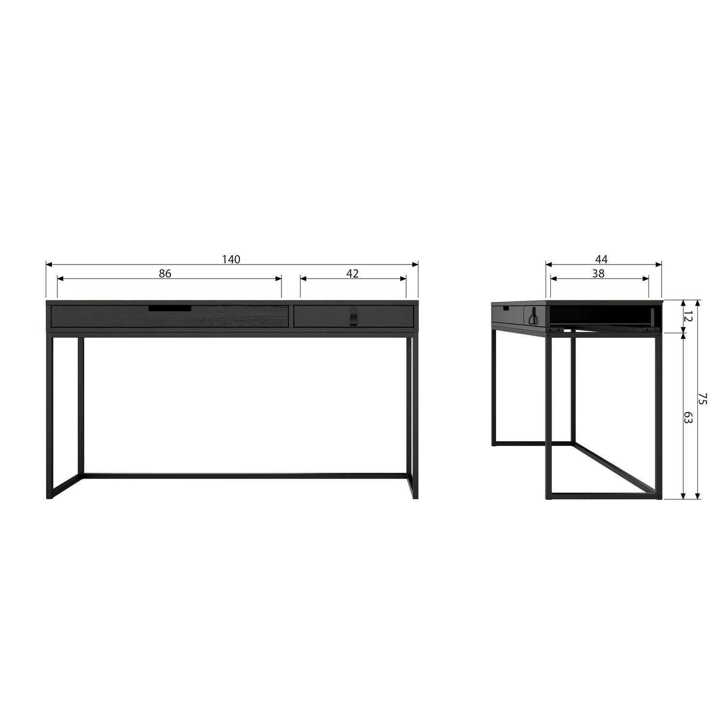 Bureau Silas 140 x 44cm, kleur Zwart - Afbeelding 8
