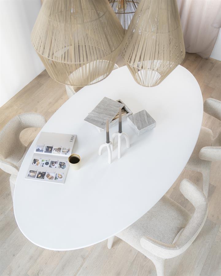 Ovale Eettafel Elin 200 x 110 cm - Wit - Afbeelding 15