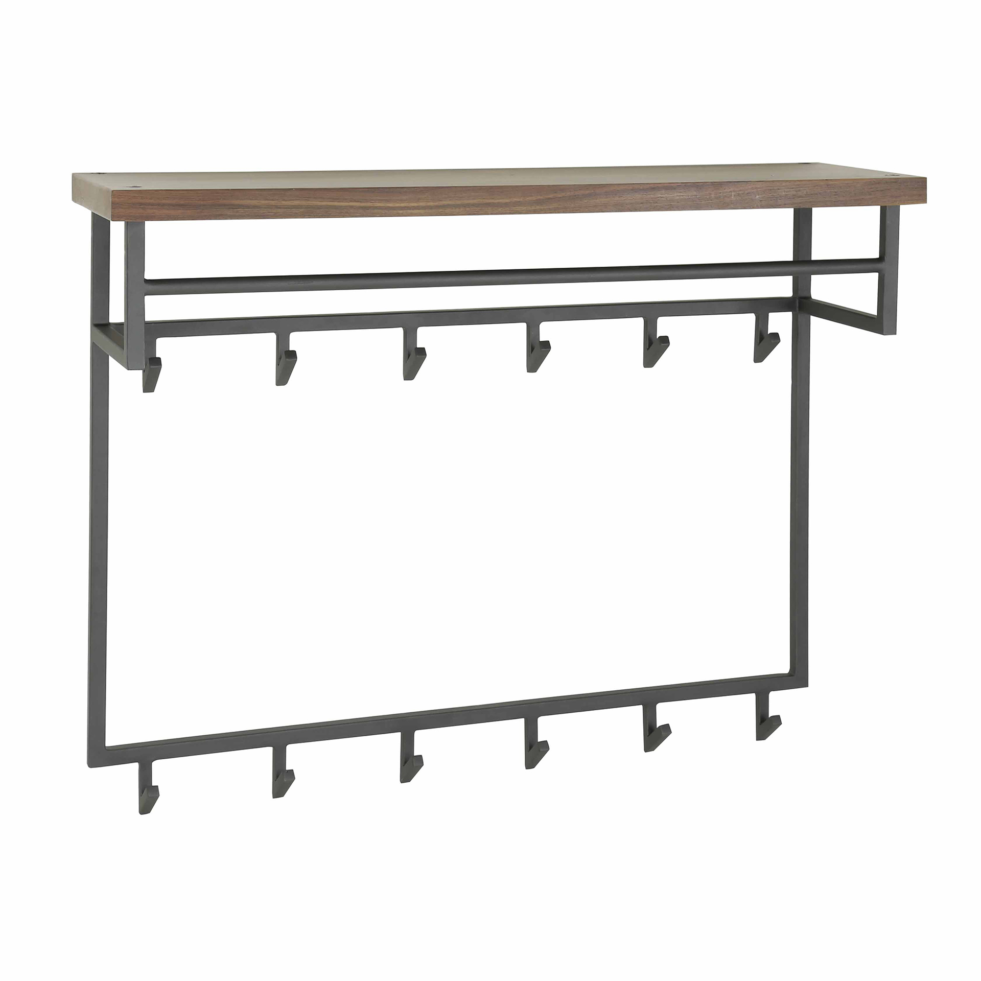 Kapstok Daytona Notenhout met 12 haken en plank - Afbeelding 4