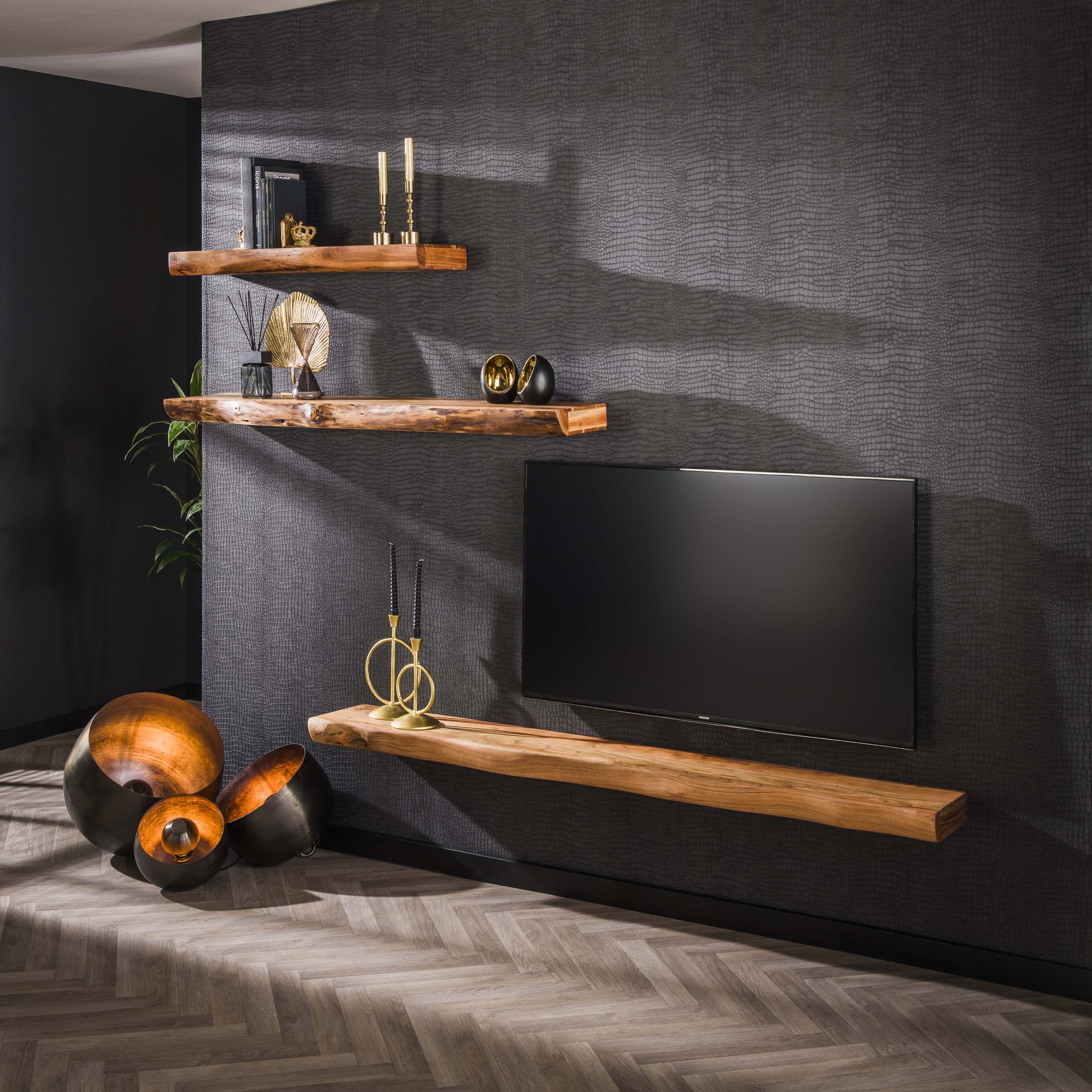 Wandplank/ TV-Meubel Tree Acaciahout - 200cm - Afbeelding 3