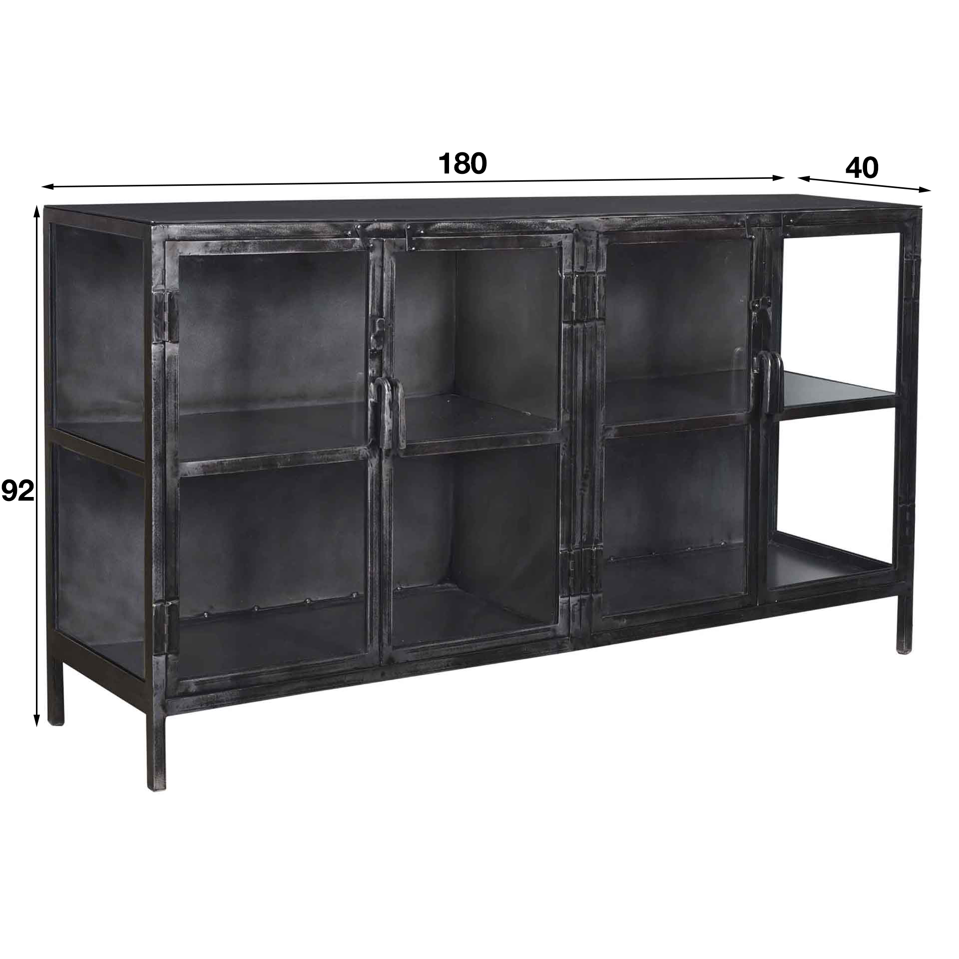 Dressoir Rift Metal 4 deuren - Gunmetal - Afbeelding 7