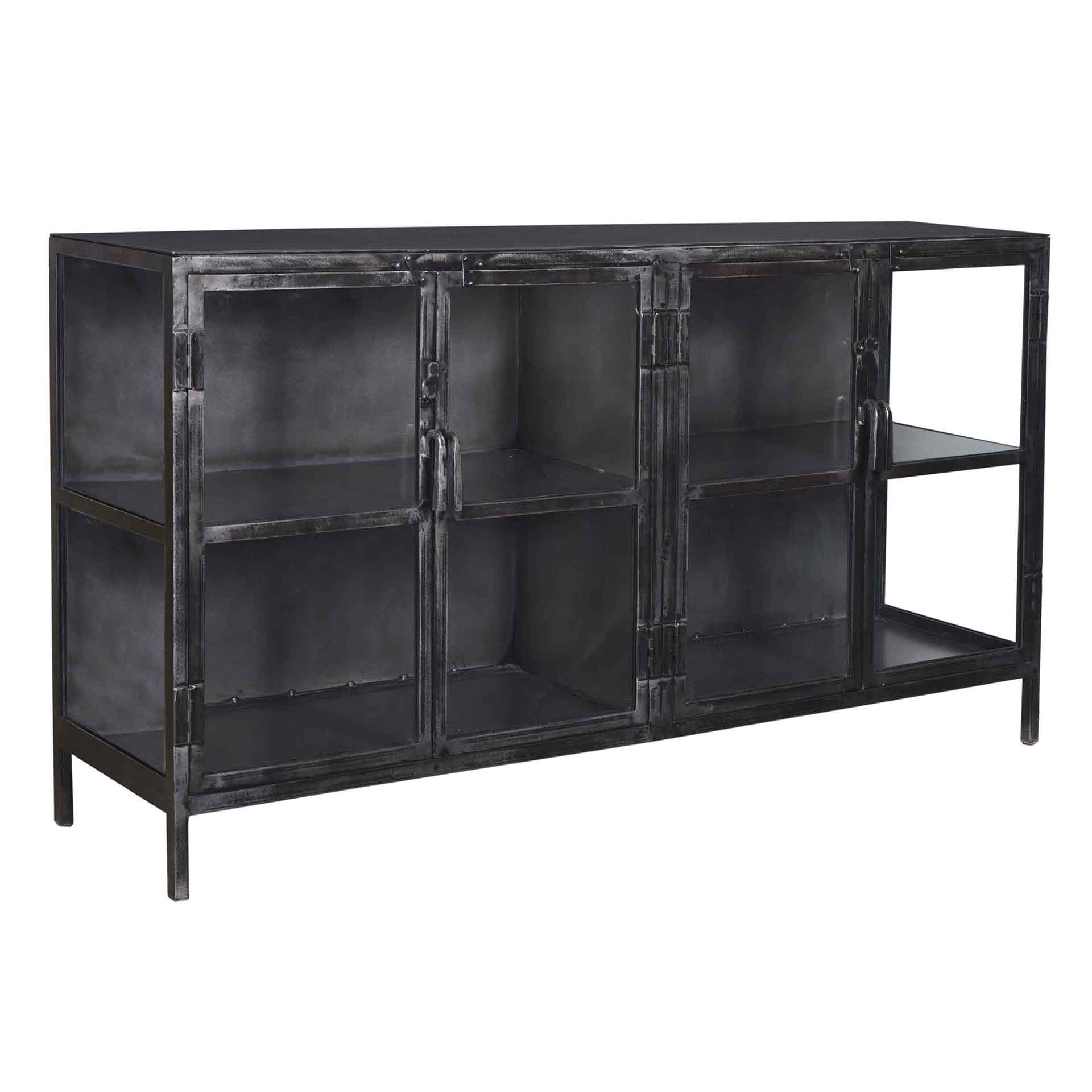 Dressoir Rift Metal 4 deuren - Gunmetal - Afbeelding 5