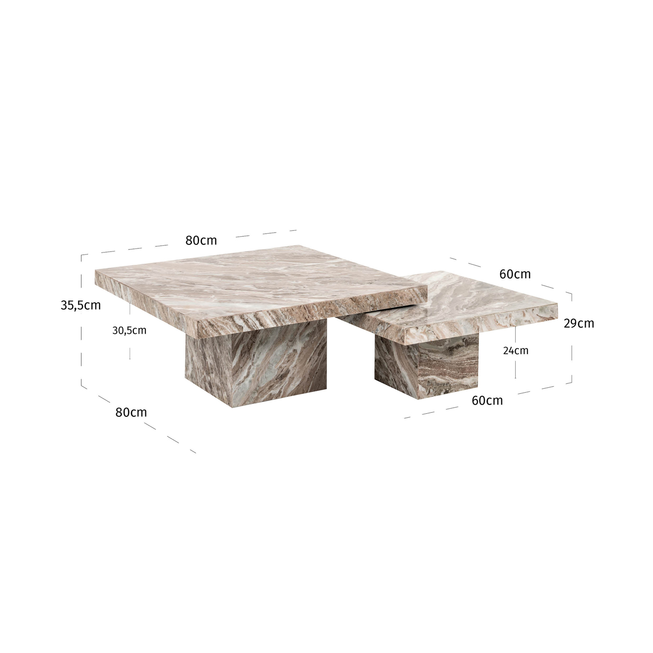 Salontafel Rashford Blush beige (Set van 2 stuks) - Afbeelding 5